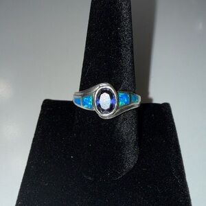 Tanzanite and fire opal ring
